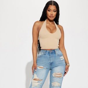 Simi Seamless Halter Crop Top M/L